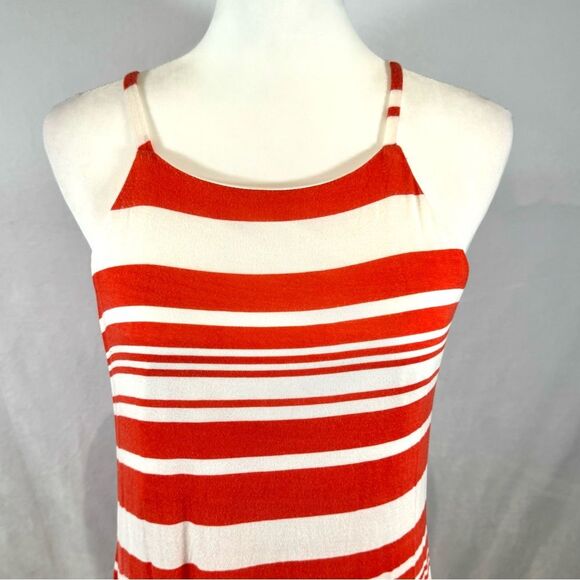 Orange and white striped trapeze sundress size small - Picture 3 of 6